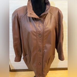 Vintage Pelle Genuine Leather Button-Front Coat